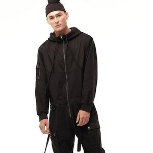 Jonny Cota Fleece Hooded Jumpsuit Long Sleeve - Cutting Edge Streetwear - EUC- S